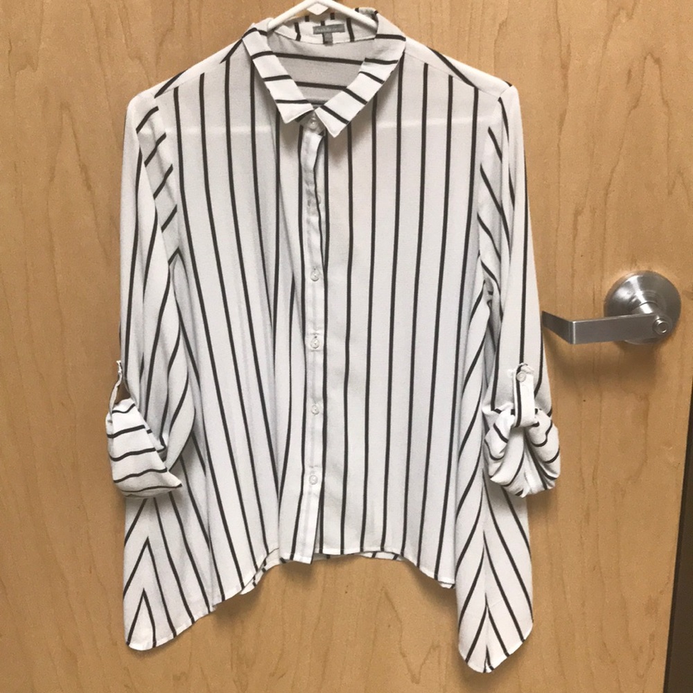 Striped button down with keyhole